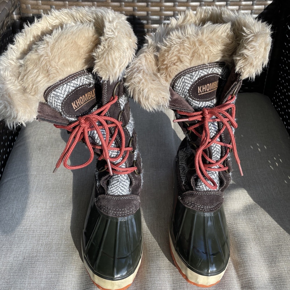 Khombu Steel Shank Ariella Women's Leather Waterproof Winter Boots Size 6 m